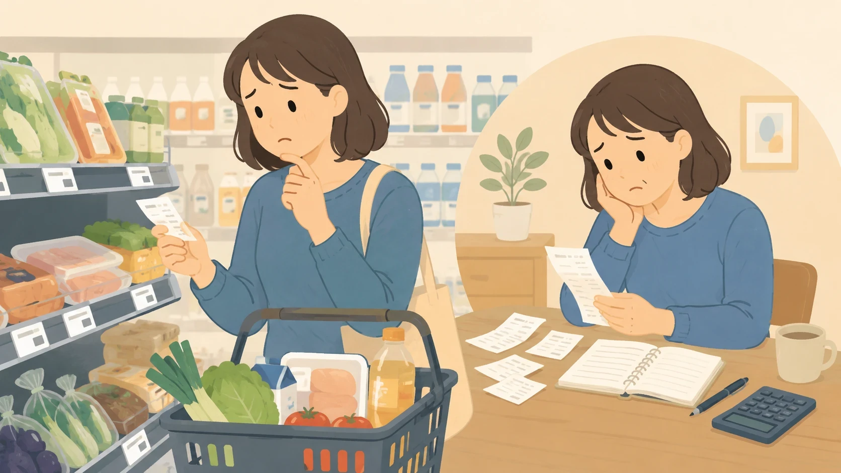 レシートを見て困った顔をする人